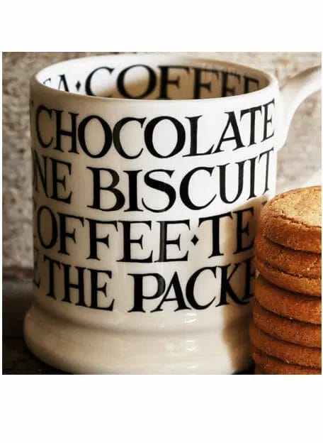 Black Toast All Over Writing 1/2 Pint Mug - Emma Bridgewater