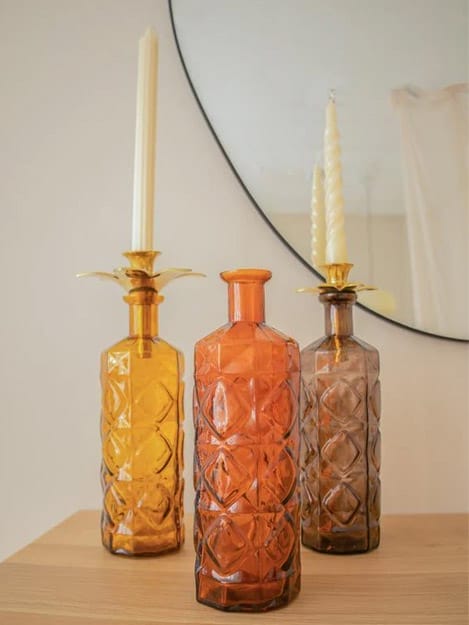 Glazen ronde Fles Vaas Mosterd - À La