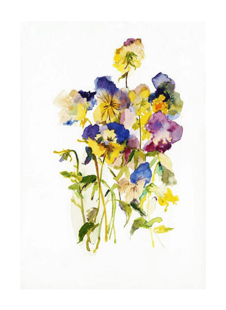 Ansichtkaart Mixed Pansies - Ping He Art