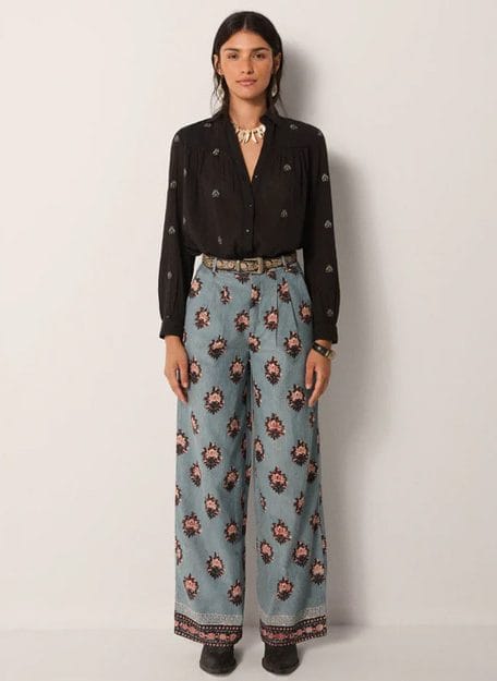 Broek Jimmy Cerulean Mist Waterlillies - Maison Hotel